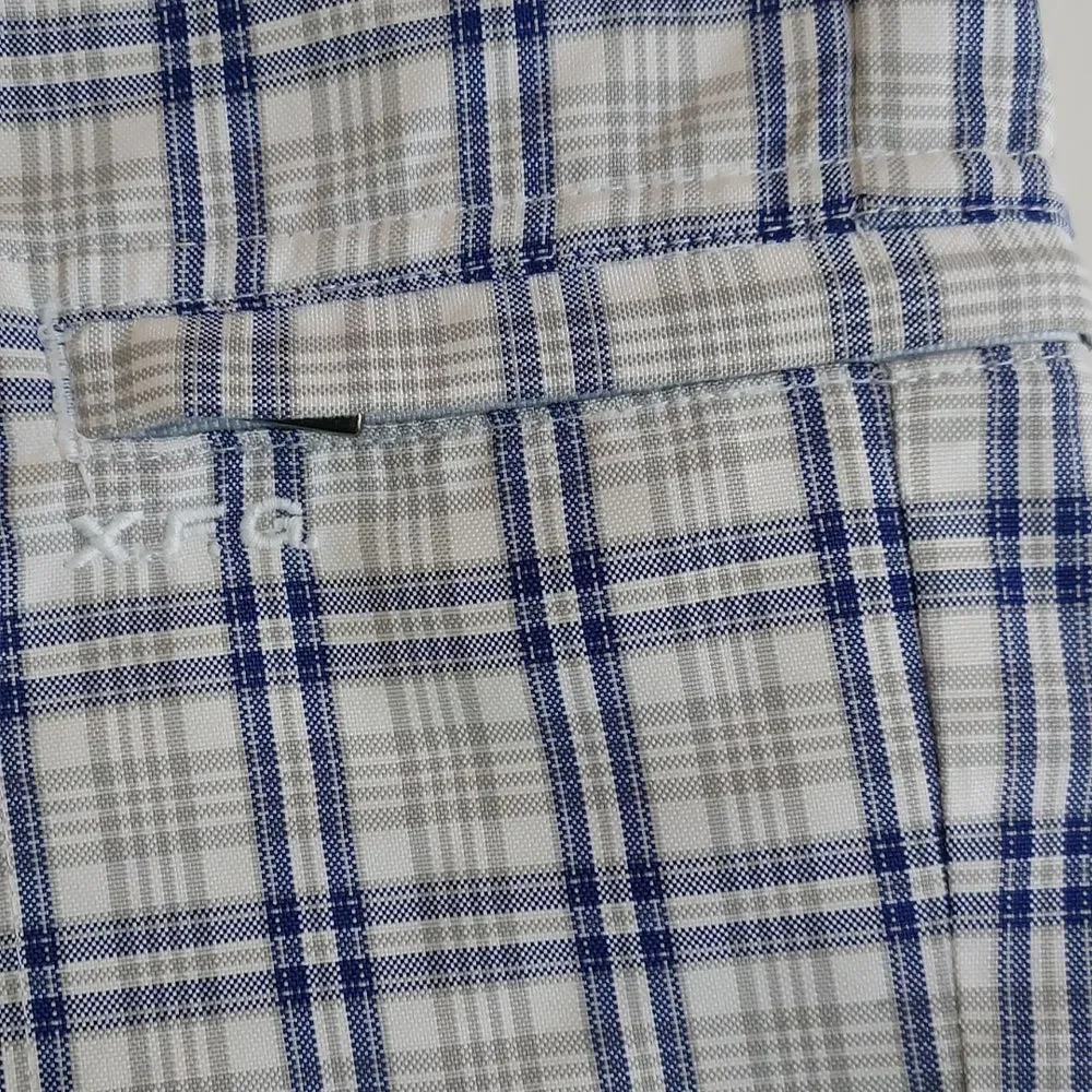 Mens Izod Golf X-Treme Function Blue/Gray/White Plaid Shorts 9